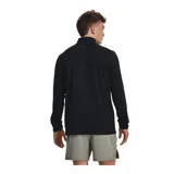 Buzo deportivo negro de manga larga con cierre de un cuarto en el cuello y logo de la marca en el pecho.