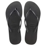 Sandalias Havaianas Slim de goma color negro, con tiras finas y logo de la marca en la tira.