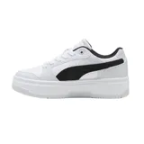 Championes Puma Rebound Femme Low de cuero sintético blanco con detalles en negro.