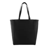 Bolso tipo tote de cuero sintético color tostado, con textura granulada y logo de la marca grabado en el frente. Tiene doble asa de hombro y un dije colgante con forma de labios.