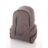 Mochila Caterpillar color rosa con logo negro estampado en el frente. Tiene un compartimento principal con cierre, un bolsillo frontal con cierre vertical y dos bolsillos laterales con cierre. Las correas son ajustables y acolchadas.