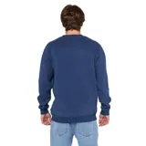 Buzo azul de cuello redondo con logo estampado en el pecho.