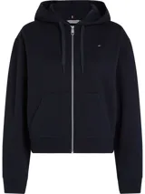 Buzo con capucha azul marino de Tommy Hilfiger, con cierre de cremallera, cordones ajustables, bolsillo tipo canguro y logo bordado en el pecho.