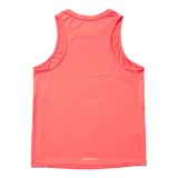 Musculosa deportiva color coral con logo vertical de la marca en el frente.