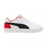 Championes Puma Ferrari Caven 2.0, color blanco con detalles en negro y rojo.