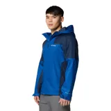 Campera impermeable Columbia Inner Limits III para hombre, color azul con detalles en azul marino. Confeccionada en poliéster 100% reciclado con tecnología Omni-Tech™ y costuras selladas. Cuenta con capucha ajustable, bolsillos con cremallera, puños ajustables y dobladillo con cordón.