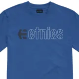 Remera azul de manga corta con cuello redondo y logo de Etnies estampado en el pecho.