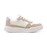 Championes deportivos American Sport Layla, color blanco con detalles en beige y plateado.