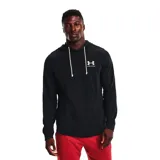 Buzo negro de Under Armour, modelo Rival Terry, con capucha y cordones blancos. Logo blanco de la marca en el pecho.