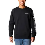 Buzo negro de cuello redondo con logo de Columbia estampado en el pecho. Puños y dobladillo acanalados.
