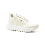 Championes deportivos color blanco con detalles en dorado y logo de la marca en el lateral.