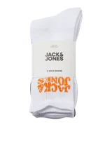 Pack de cinco pares de medias deportivas blancas con logo de Jack & Jones en color naranja y la inscripción "Since 1990". Confeccionadas en tejido de punto elástico, suave y respirable que brinda confort durante toda la jornada.