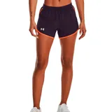 Short Under Armour Fly By 2.0 de mujer color negro con detalles en naranja, con cintura elástica, calce holgado y logo estampado en la pierna izquierda.