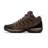 Championes de trekking impermeables Columbia Redmond V2 Mid, color marrón con detalles en negro y amarillo.