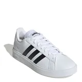 Championes Adidas Grand Court Base 2.0, color blanco con detalles en negro, de estilo urbano.