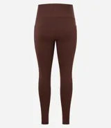 Pantalón legging deportivo color marrón, de cintura alta y con bolsillos laterales funcionales. Confeccionado en microfibra.