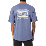 Remera azul de corte relajado con logo estampado en el pecho.
