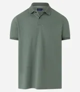 Polo de manga corta color beige, confeccionada en algodón con cuello jacquard y ribete en las mangas.