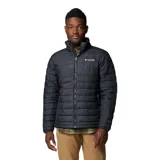 Campera puffer Columbia Powder Lite II, color verde oliva en la parte superior y verde claro en la parte inferior. Con cierre frontal, cuello alto, bolsillos laterales con cierre y logo de la marca bordado en el pecho.