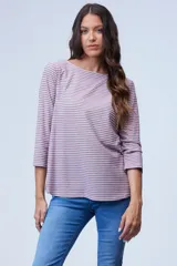 Blusa de algodón a rayas con manga ¾, de la marca Ruby Rd.