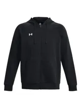 Campera Under Armour azul con capucha, cierre frontal y bolsillos tipo canguro.