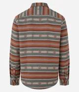 Camisa de hombre de manga larga con cuello inglés y cierre abotonado. Presenta bolsillos delanteros y un estampado étnico con jacquard.