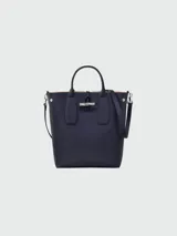 Bolso Longchamp modelo Le Roseau, color negro, tipo tote bag con doble asa corta y correa larga extraíble.