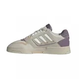 Championes urbanos Adidas Drop Step Low 2.0, color gris claro con detalles en blanco, beige y lila.
