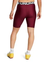 Calza corta de lycra negra Under Armour HeatGear, con cintura alta con logo y logo estampado en la pierna izquierda.