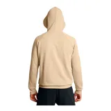 Buzo gris de Under Armour, línea Rival Fleece, con capucha y logo estampado en el frente.