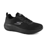 Championes de running Skechers GO RUN Elevate color negro, con capellada de malla técnica, amortiguación ULTRA GO y plantilla Air-Cooled Goga Mat.