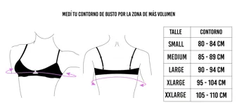 Conjunto de bikini negro con detalles en amarillo flúo, coral flúo y lila. El corpiño es un top fijo con arandela en el centro y tiras regulables. La bombacha es semivedetina con tiras regulables.