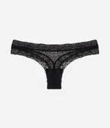 Bombacha bikini hilo de encaje floral color verde agua.