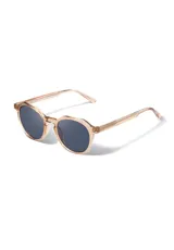 Gafas de sol redondas color champagne con lentes grises.