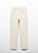 Pantalón de jean color crudo, de corte slim, tiro medio y diseño crop.