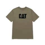Remera color caqui de manga corta con logo de CAT estampado en el pecho.
