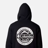 Canguro azul con capucha ajustable con cordón, bolsillo tipo canguro y logo de la marca bordado en el pecho.