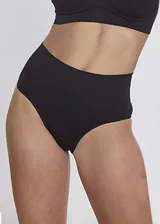 Bombacha modeladora de tiro alto color blanco, compuesta por microfibra de poliamida sin costuras, con faja de lycra en la cintura y forro 100% algodón.