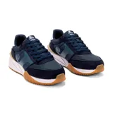 Championes deportivos Joma C.501 para hombre, color azul marino con detalles en azul turquesa, blanco y marrón. Fabricados con malla transpirable y piel sintética, con sistema de ventilación VTS, plantilla elaborada con materiales reciclados, mediasuela de phylon reciclado y suela de caucho DURABILITY.