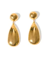 Aros colgantes dorados con forma de lágrima y esfera superior.