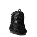 Mochila negra con diseño acolchado.