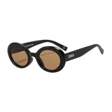 Lentes de sol unisex, color verde oliva, con forma ovalada y filtro UV400.