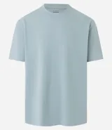 Remera relaxed de algodón con efecto grueso, color azul marino, cuello redondo y manga corta.