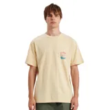 Remera color crema de manga corta con estampado de esqueleto de pez en el pecho.