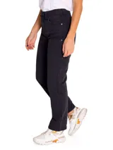Pantalón negro de corte recto con bolsillos frontales y traseros.