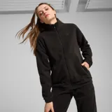 Campera de polar Puma ESS Elevate Winter, color negro, con cierre frontal completo, cuello alto y logo bordado en el pecho.