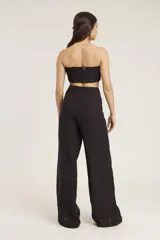 Top bandeau fucsia de lino.