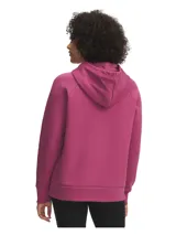 Buzo canguro con capucha Under Armour Rival Fleece Shimmer, color negro con logo estampado brillante en el frente.