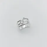 Anillo de plata 925 satinada con tres hileras y tres circonias engarzadas.