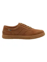 Sneaker color tostado, con suela de goma y diseño clásico de cordones.